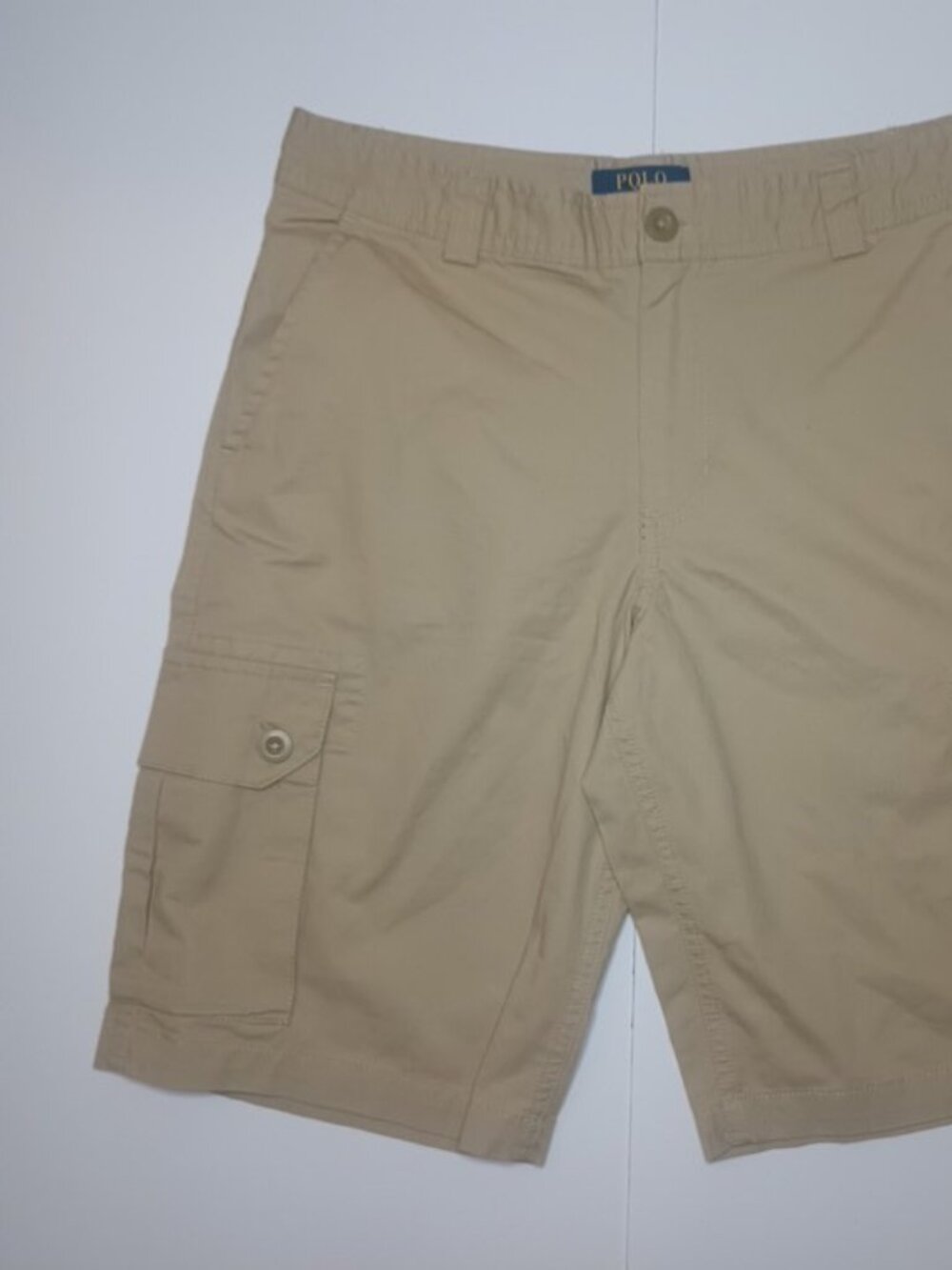 Polo Ralph Lauren Boys Khaki Tan Classic Chino Cargo Shorts Utility Size 18